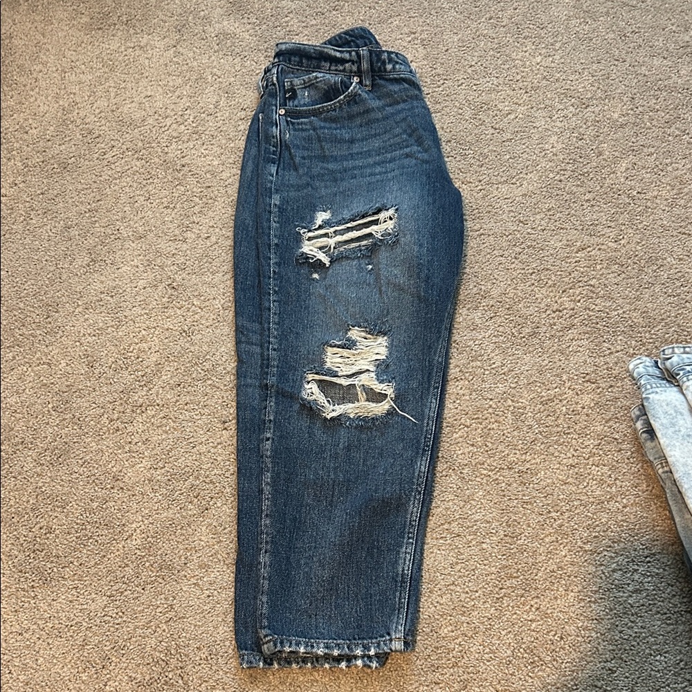 KanCan Distressed Dark Blue Boyfriend Jeans